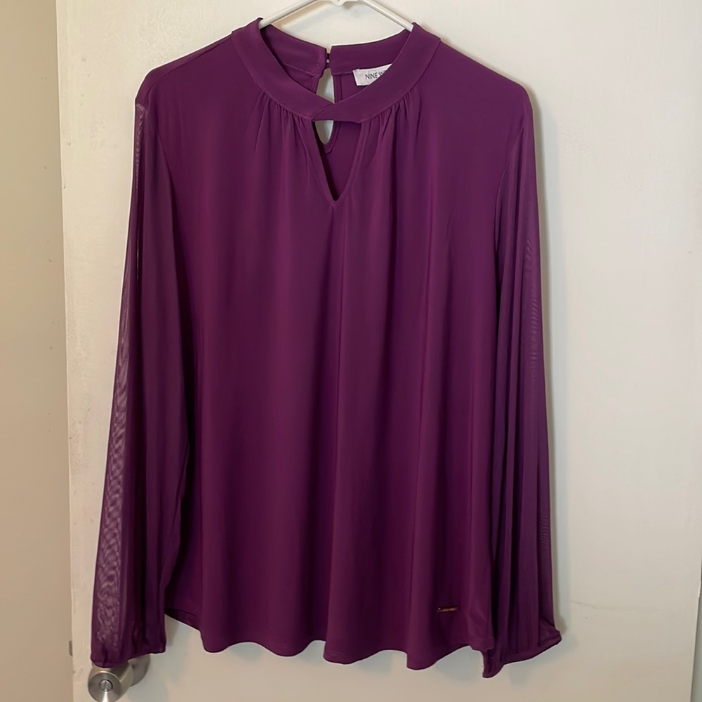 Nine West long sheer sleeve top size XL